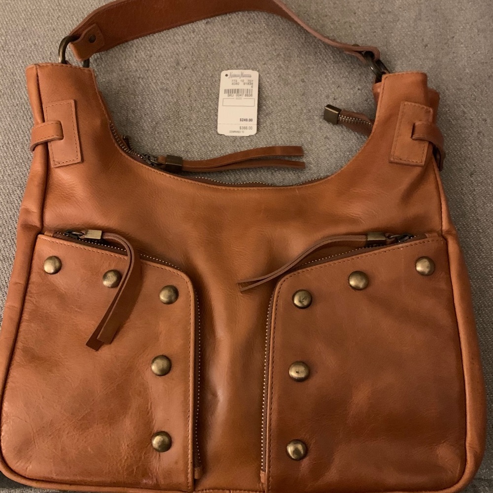Leather shoulder bag with stud details